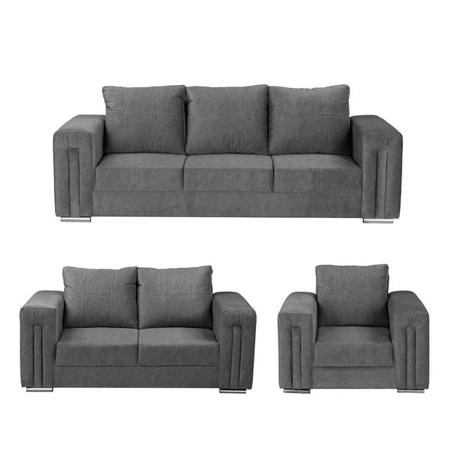 Sala 3-2-1 DICASA Taos (Sofá, Love Seat y Sillón) Gris Oscuro para Sala