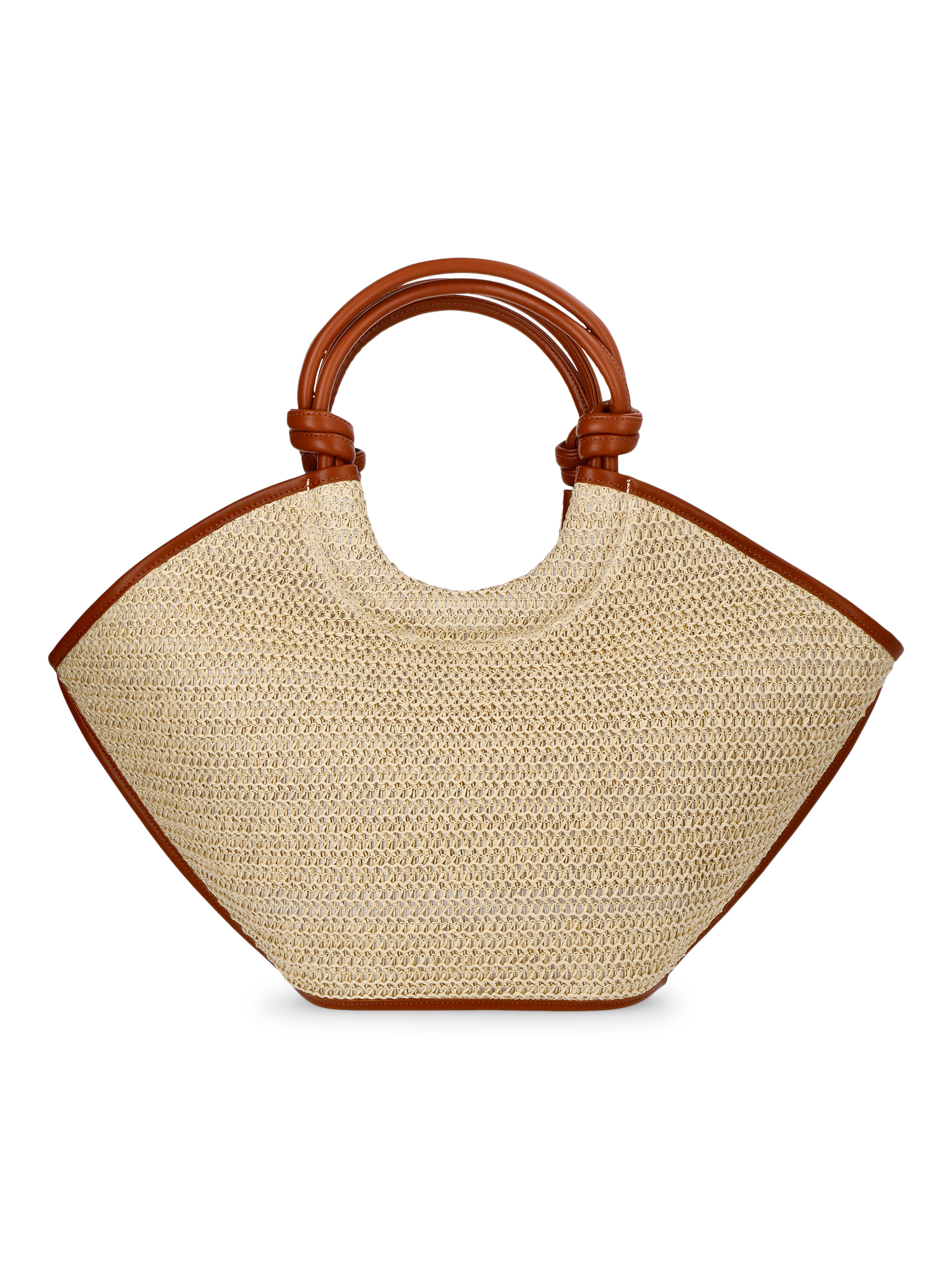 Time and Tru Women's Knot Handle Tote Handbag, Natural