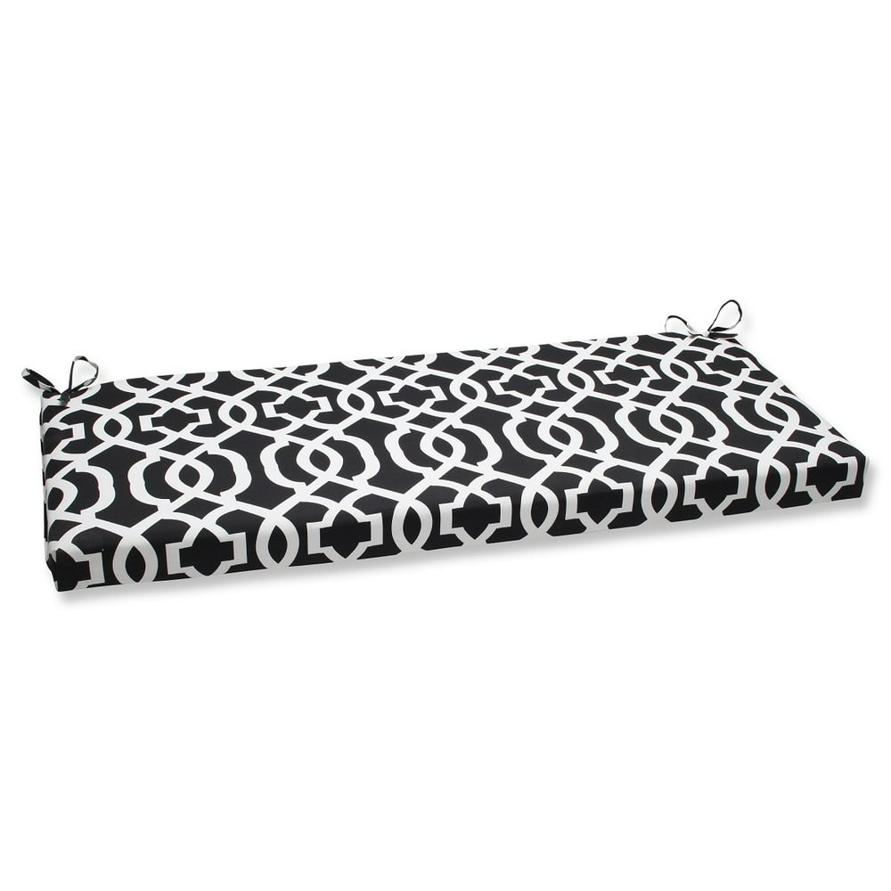 45" Black and White Geometric Outdoor Patio Bench Cushion