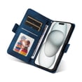 thumbnail image 5 of for iPhone 13 Wallet Case, Pattern PU Leather Purse Phone Case with [Credit Card Slots] [Wrist Strap] Flip Stand Shockproof Full Body Protective Cover for iPhone 13, Blue, 5 of 10