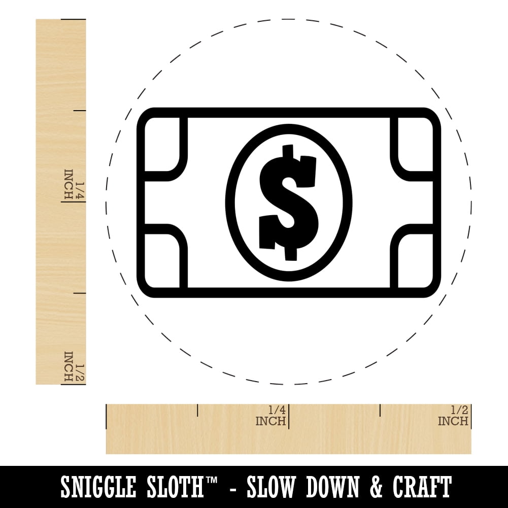 Money Cash Bills Self-Inking Rubber Stamp Ink Stamper - Brown Ink - Mini 1/2 Inch