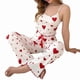 thumbnail image 2 of Pijama de Dos Piezas con Top Corto con Estampado de Corazones y Pantalones Anchos para Mujer. Ropa de Dormir para Estar en Casa. Amor Rojo L, 2 of 9