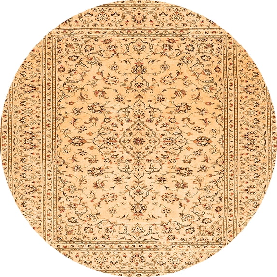Ahgly Company Indoor Round Medallion Orange Traditional Area Rugs, 4' Round