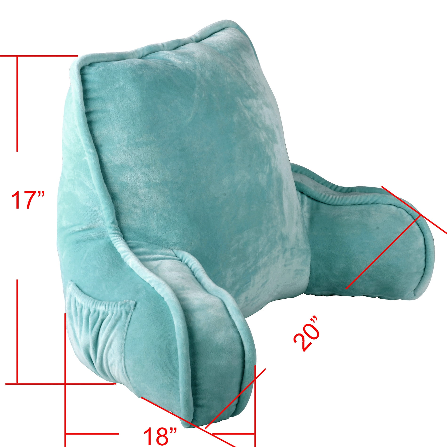 Home Soft Things DO-IT-YOURSELF Super Soft Bedrest Pillow w/ Arms - 20x18x17" - Aqua