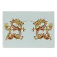 thumbnail image 1 of Dragon Cutting Board, Twin Dragon Zodiac Statues Art Chinese Philosophy Themed Picture, Decorative Tempered Glass Cutting and Serving Board, Small Size, Vermilion Yellow, by Ambesonne, 1 of 1