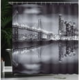 thumbnail image 3 of Movie Theater Shower Curtain, Scratched Film Strips Vintage Movie Frame Pattern Grunge Illustration, Cloth Fabric Bathroom Decor Set with Hooks,  Beige Brown White, 3 of 4