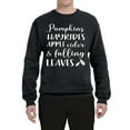 thumbnail image 2 of Wild Bobby Pumpkins Hayrides Apple Cider and Falling Leaves White and Black Halloween Unisex Crewneck Sweatshirt, Black, Small, 2 of 6