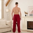 thumbnail image 4 of U2SKIIN Mens Fleece Pajama Pants, Soft Plush Lounge Bottoms with Pockets and Button Fly Warm Cozy Sleep PJ Pants(BURGUNDY, L), 4 of 5