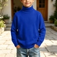thumbnail image 2 of Fall Sweaters Nelozsy Kids Fashion Solid Color High Neck Long Sleeve Sweater Blue 6-7 Years, 2 of 8