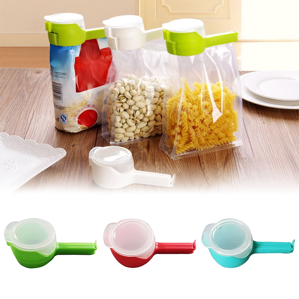 2 in 1 Seal Pour Bag Clip with Lid Food Snack Saver Sealer Kitchen Tool 