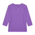 thumbnail image 4 of YunPes Unisex Kids 3/4 Sleeve Henley Shirts Dressy Button up V Neck Raglan Tops Loose Plain Fashion Blouse for Girls 3‐14 Years, 4 of 5