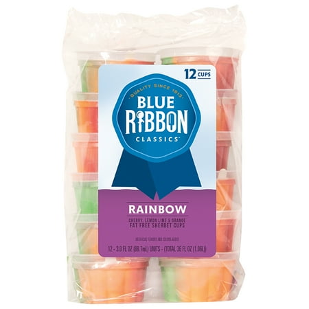 Blue Ribbon Classics Rainbow (Cherry, Lemon Lime, Orange) Sherbet Cups, 12pk
