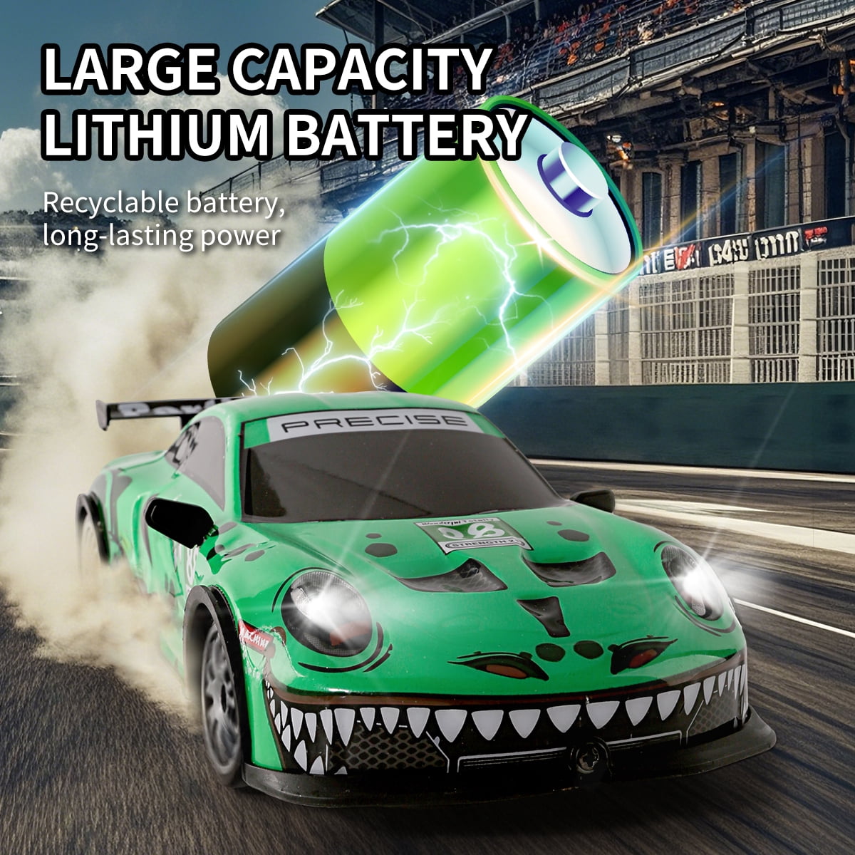 4wd drift remote control racing car, high speed rc car with led lights and multiplayer mode