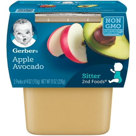 - Gerber 2nd Foods Apple Avocado Baby Food, 4 oz. Tubs, 2 Count (Pack of 8)