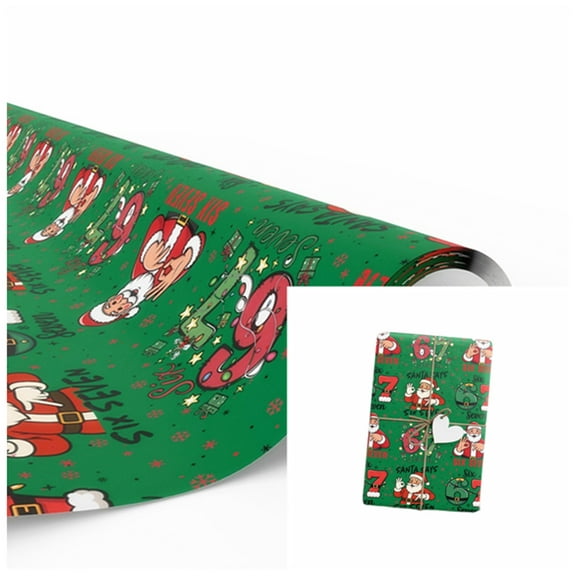 67 Christmas Wrapping Paper, Xmas Gift Wrap, Six Seven Holiday Presents Packaging Papers