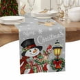 thumbnail image 3 of Christmas Table Runner Grey Snowman Table Runners Snowflake Cardinal Bird Light Wreath Cotton Linen Dresser Scarf Kitchen Dining Table Decor for Christmas Holiday Party Decor 13x36 Inch, 3 of 8