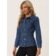thumbnail image 4 of Chaqueta de mezclilla Allegra K con Cinturón para mujer Vaquera Azul oscuro XS, 4 of 6