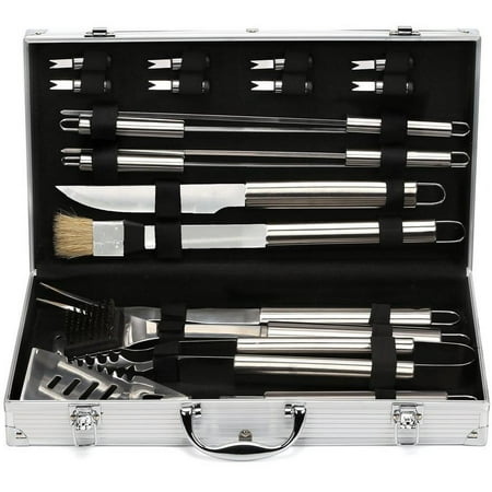 Estilo EST0239 19 Piece Stainless Steel BBQ Grill Tool Set with Aluminum Storage Case