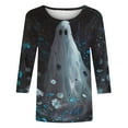 thumbnail image 5 of GERsome Women's Halloween 3/4 Sleeve Shirts Elbow Crew Neck Womens Tee Shirts Plus Size Half Sleeve Halloween Graphic Tops Clearance Blouse for Women Size XL, 5 of 5