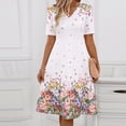 thumbnail image 2 of Levmjia Womens Floral Print Midi Dress V Neck A Line Short Sleeve Cocktail Fashion Summer Party Dress Elegant Flowy And Flare, 2 of 5