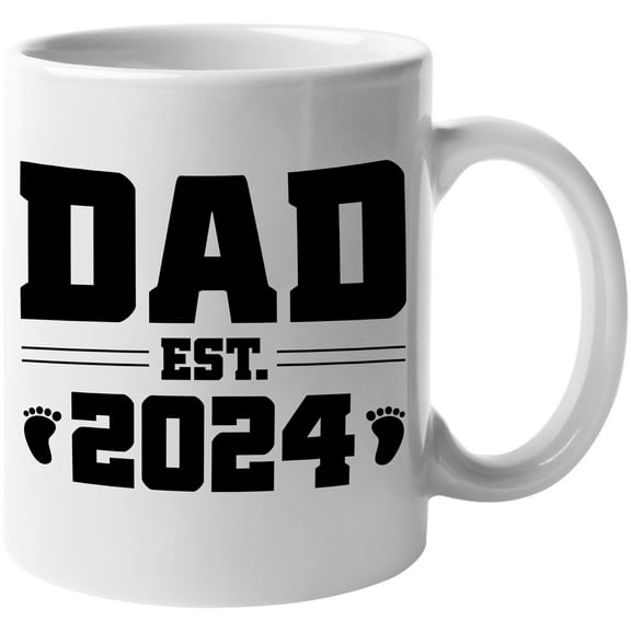 Dad Est. 2024, Gender Reveal Party or Baby Shower, New Father, Father's Day, White 11oz Ceramic Mug