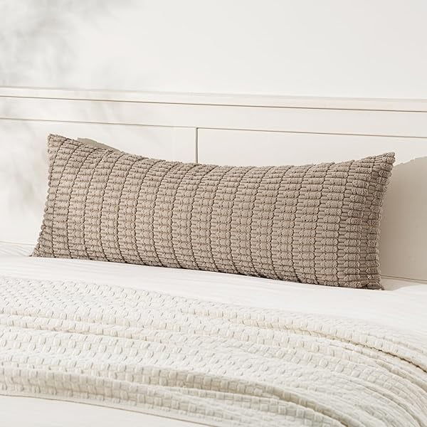 wonima44 MIULEE Pack of 1 Light Brown Long Body Lumbar Decorative Throw Pillow Cover 14x36 Inch for Bed Couch Sofa Living Room Soft Boho Pillow Cover Modern Farmhouse Home Decor