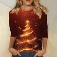thumbnail image 2 of Wiyuqeen Christmas Shirts for Women Xmas Tree Printed 3/4 Length Sleeve Shirts Round Neck Loose Fit Blouses Plus Size Graphic Tees, 2 of 6