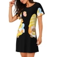thumbnail image 2 of Wukai Robe de Nuit à Manches Courtes Imprimé Tournesol Heureux pour Femmes, Robe de Sommeil Douce pour une Relaxation Confortable, Tenue Décontractée, 2 of 6