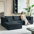 thumbnail image 3 of YINIX 110" Corduroy Sectional Sofa with Movable Ottomans, U-Shaped Sofa Couch for Living Room, Black, 3 of 7