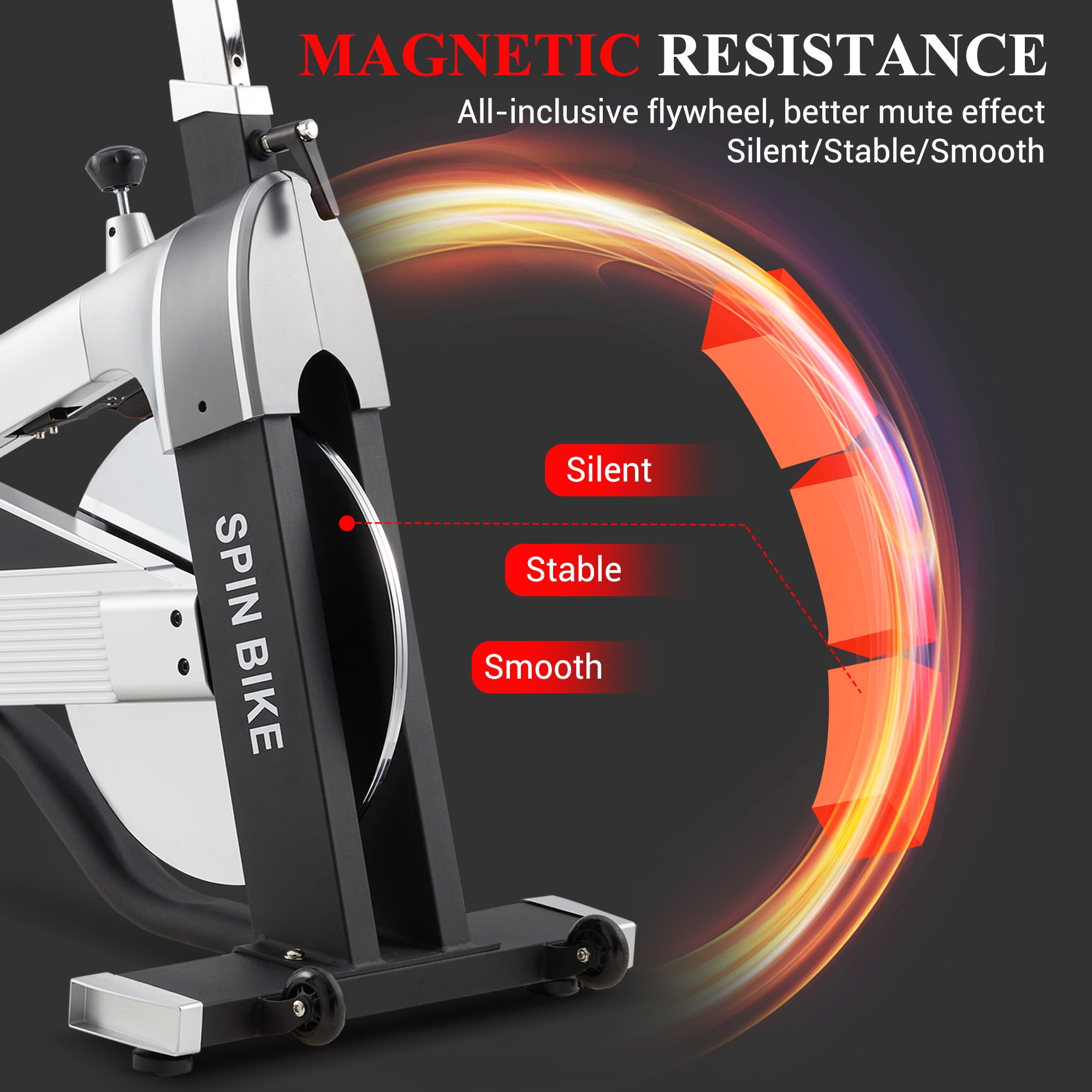 Magnetic Exercise Bike Indoor Cycling Bike for Home Cardio Workout Stationary Bike Heavy-Duty Flywheel Quiet Belt Drive