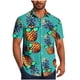 thumbnail image 2 of Blusa y camisa de manga corta con cuello vuelto para hombre, blusa informal de moda con botones estampados, blusa de manga corta con cuello vuelto, blusa de poliéster para hombre, 2 of 6