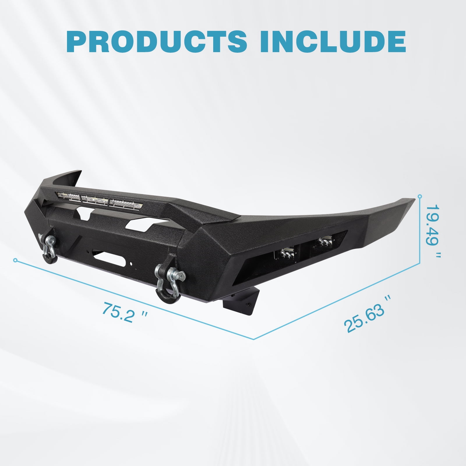 TOKMOWIN Full Width Front Bumper for 2005-2015 Toyota Tacoma with Winch Plate & Led Lights & D-Rings