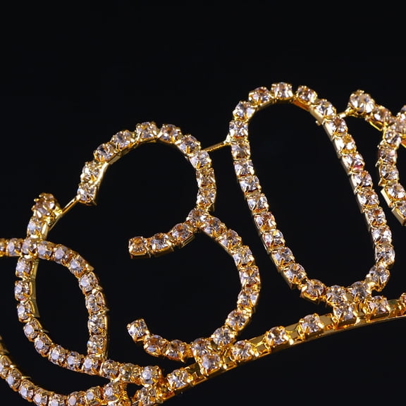 ETEREAUTY Golden Crystal Tiara Crown by Etereaauty for Elegant 30Th Birthday Party