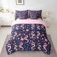 thumbnail image 2 of Homewish Cute Cartoon Snake 7 Pieces Bedding Comforter Set,Kawaii Cherry Blossom Full Bedding Set,Deepblue Pink Fitted Sheet Flat Sheet For Girls Kids,Ultra Soft Home Decor Reversible, 2 of 8