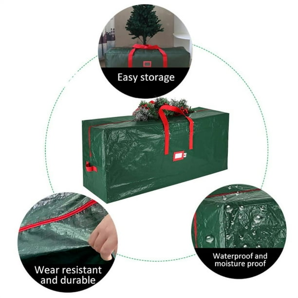 Bolsa de almacenamiento para árbol de Navidad, estuche de almacenamiento para vacaciones, bolsa impermeable con cremallera y asas de transporte