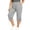 Gray, variant on Women's Capri Pants Side Ruched Drawstring Cuffs Cropped Trousers Elastic Waist Casual Straight Leg Capris with Pockets for Yoga Running Khaki 4XL