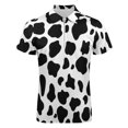 thumbnail image 4 of Black And White Cow Print Men Zipper T-shirt Summer Casual Short Sleeve T-shirt Top, 4 of 7