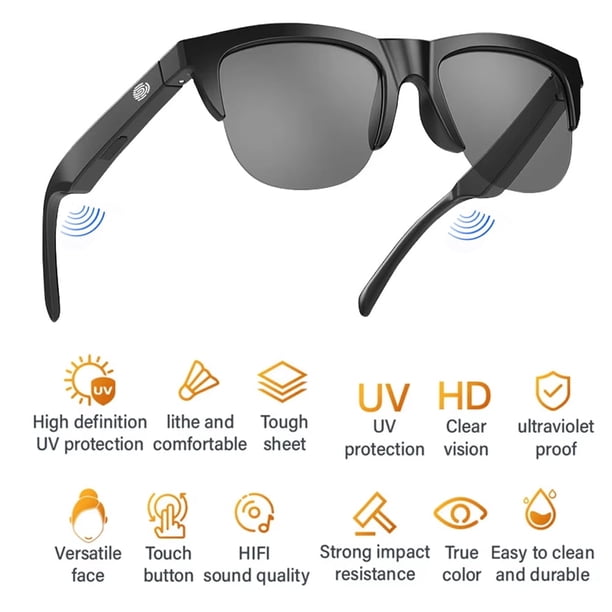 Gafas Inteligentes, Gafas de Sol Inteligentes Inalámbricas bluetooth AF06, Impermeables ip4, Altavoces con Sonido Abierto y Llamadas Manos Libres, Conectar Teléfonos Móviles y Tabletas