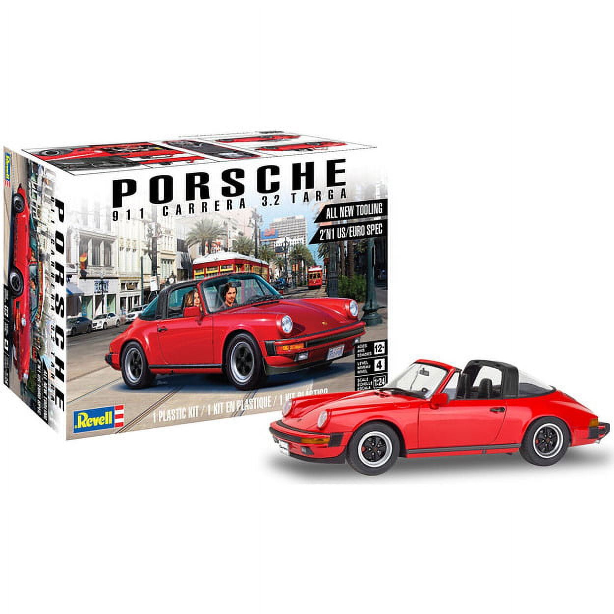 Revell Level 4 Model Kit Porsche 911 Carrera 3.2 Targa 2-in-1 Kit 1/24 Scale Model