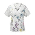 thumbnail image 5 of Fesfesfes Womens V Neck T Shirts Women Fashion Summer Sexy Fold Printed Regular Women Short Sleeves V Neck Button Top T Shirts for Women Loose Fit S(US:4), 5 of 6