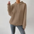 thumbnail image 5 of Women's Hoodies Long Sleeve Casual Solid Drawstring Hoodie Sweatshirts For Women Pullover, Jacquard Design Fall Winter Fashion with Soft Fabric for Cozy Wear,Khaki,2XL, 5 of 6