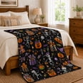 thumbnail image 6 of Ghost Pumpkin Scene Ghosts And Pumpkins Spooky Holiday Art Halloween Lovers Playful Harvest Motif Warm Flannel Blanket, Halloween Gift for Living Room and Family Room Home Decor, 6 of 7