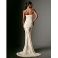 thumbnail image 3 of Vestido BELLA BARNETT bordado blanco maxi sin tirantes para mujer, 3 of 3