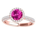 thumbnail image 2 of Aonejewelry 1.20 Ct. Ttw Diamond and Round Shaped Pink Topaz Ring in 10K Rose Gold, 2 of 4