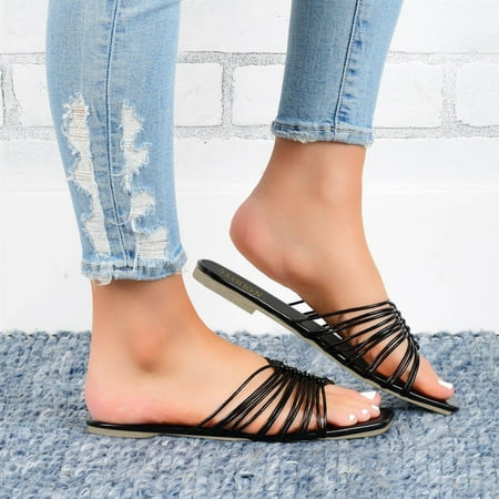 

Ladies Fashion Solid Color Leather Cross Weave Flat Sandals And Slippers Rose Sandals Women Cross Shoes Womens Sandals Dual Comfort Women Fit Flops Sandals Womens Sandals Size 7.5 Platform