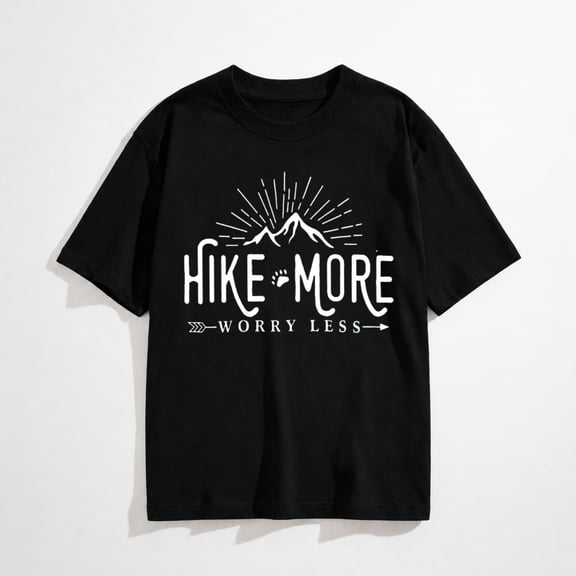 Hiking Shirt for Women Adventure Mountain Graphic Athletic Shirts Funny Hike More Worry Less Tee Tops