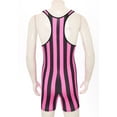 thumbnail image 4 of Jowowha Men's Sports Wrestling Singlet Sleeveless Athletic Jumpsuit One Piece Boxer Shorts Bodysuit Hot Pink M, 4 of 7