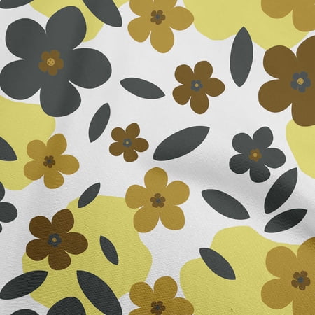 oneOone Cotton Poplin Yellow Fabric Floral Craft Projects Decor Fabric Printed By The Yard 42 Inch Wide