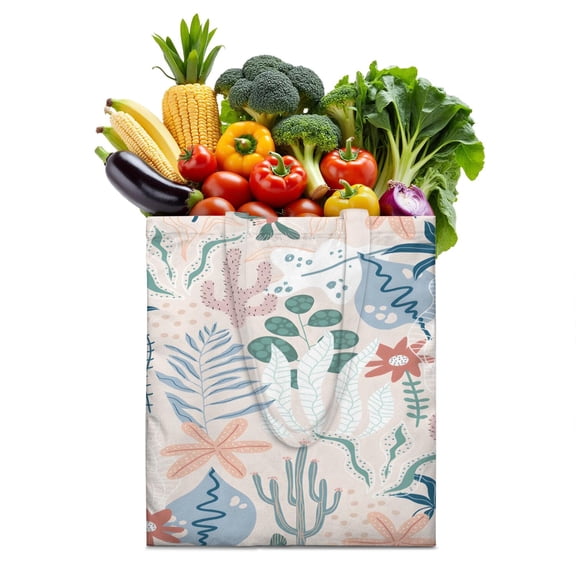 Vintage Floral Reusable Grocery Bag - Large Capacity & Durable Foldable Shopping Tote