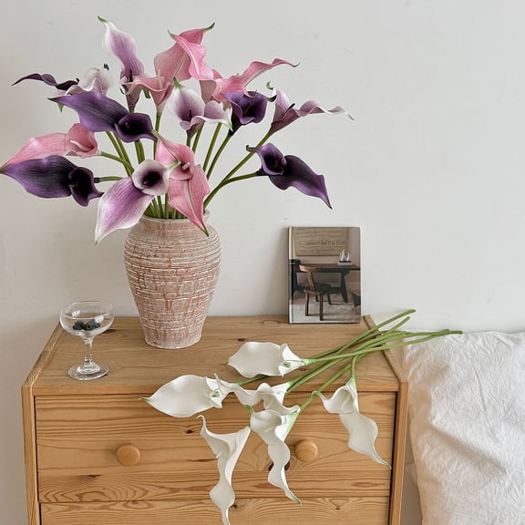 mdesiwst Artificial Calla Lily Flowers, Flexible Branches Realistic EVA Faux Flower, Soft Touch Fake Lilies Flowers for Home Wedding Decor